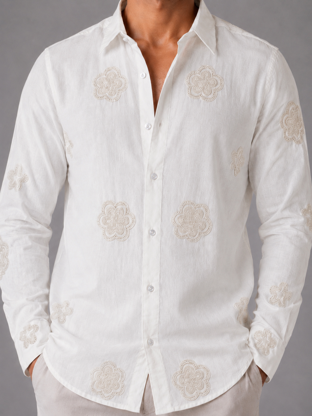 Flower Embroidery Shirt The Devil Boutique