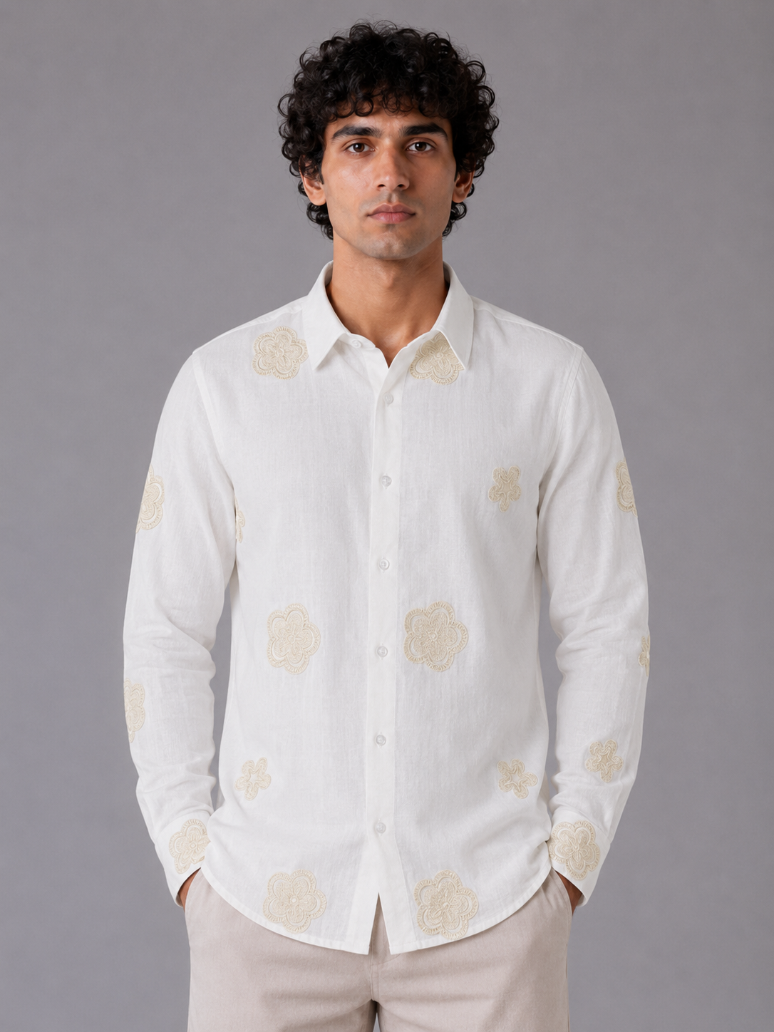 Flower Embroidery Shirt The Devil Boutique