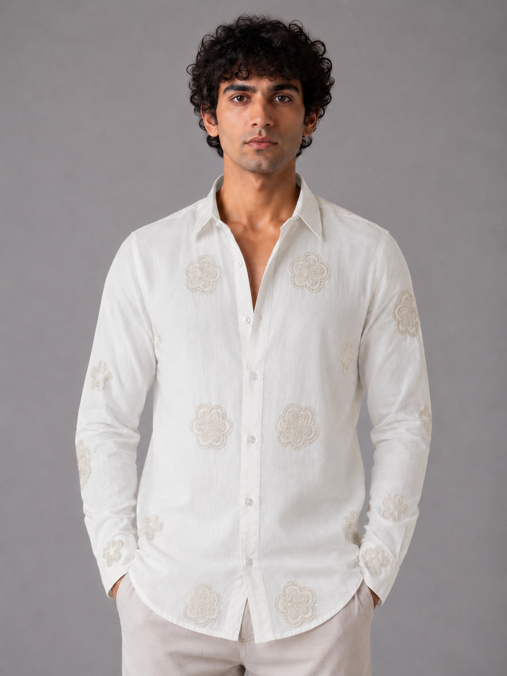 Flower Embroidery Shirt The Devil Boutique