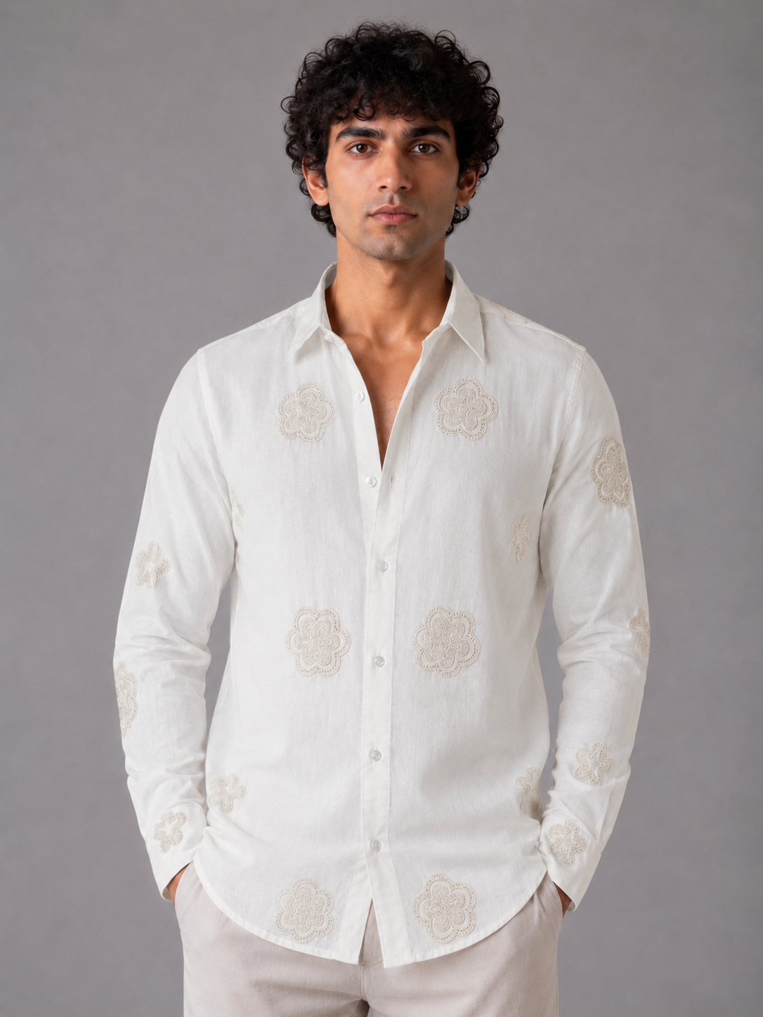 Flower Embroidery Shirt The Devil Boutique