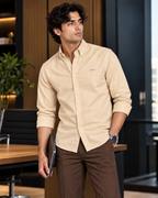 OXFORD COTTON RELAXED FIT SHIRT – BEIGE