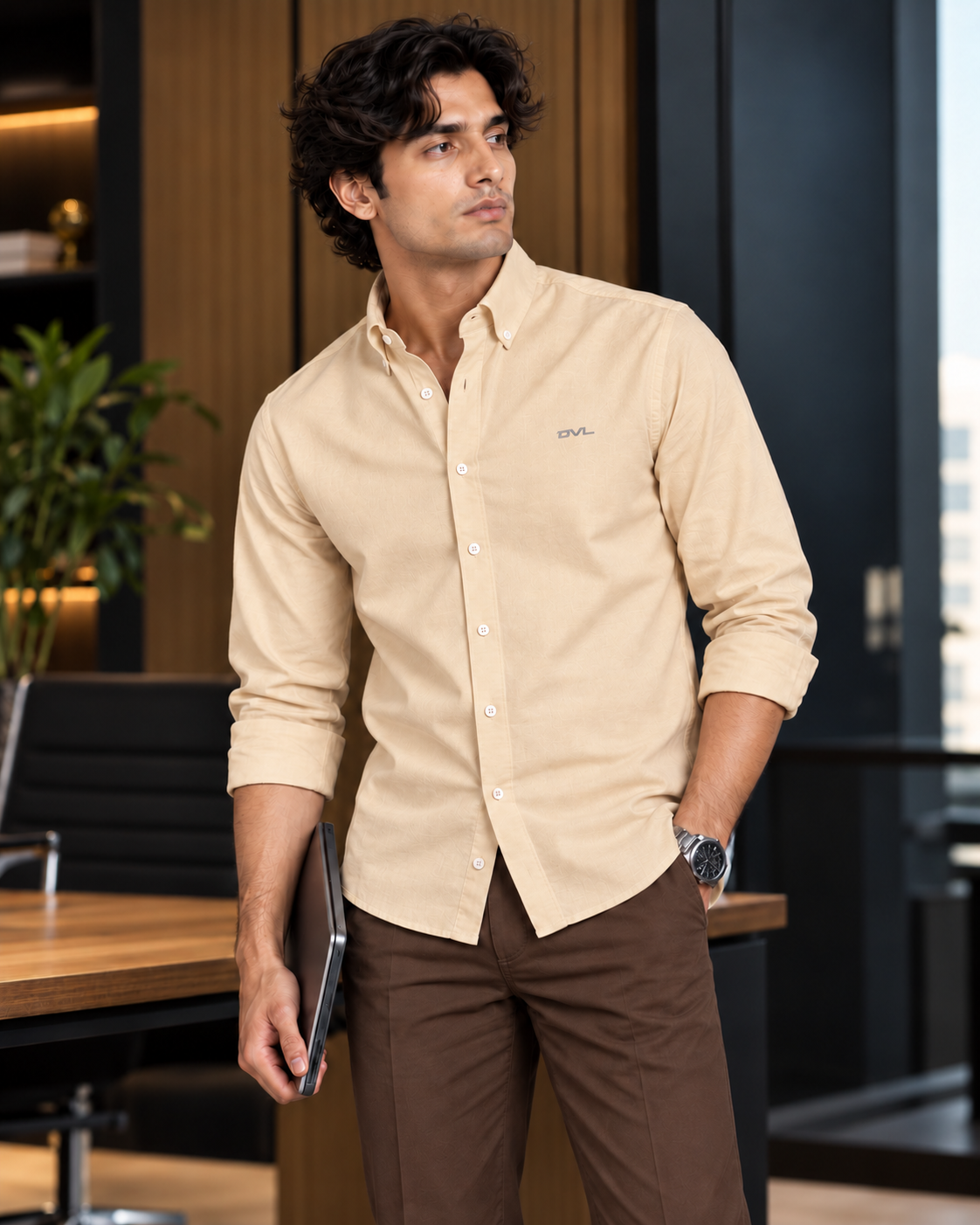 OXFORD COTTON RELAXED FIT SHIRT – BEIGE