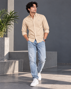 OXFORD COTTON RELAXED FIT SHIRT – BEIGE