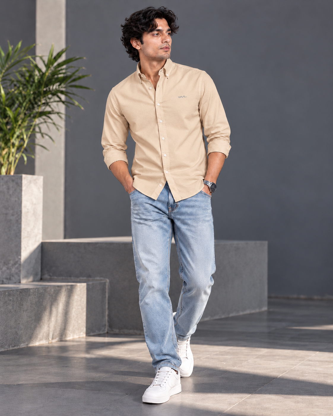 OXFORD COTTON RELAXED FIT SHIRT – BEIGE