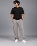 Cotton Straight-Fit Track Pants for Men-Grey