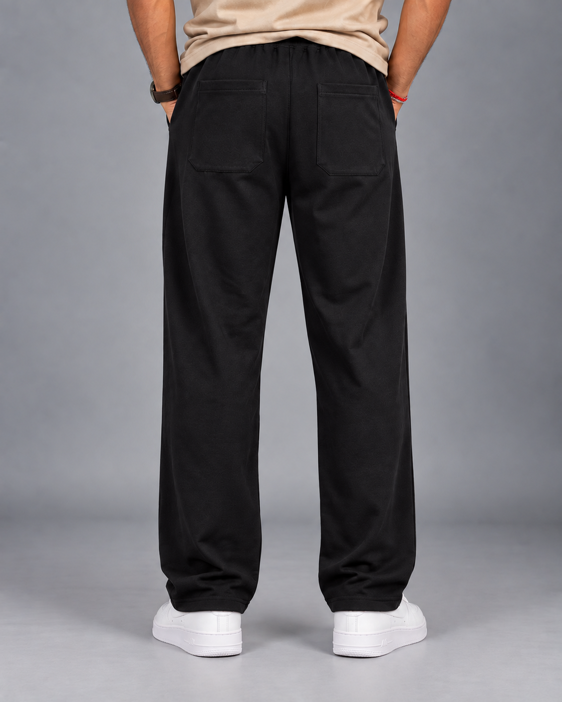 Cotton Straight-Fit Track Pants for Men-Black