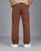Cotton Straight-Fit Track Pants for Men-Brown