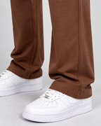 Cotton Straight-Fit Track Pants for Men-Brown