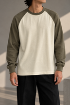 Waffle Raglan T-Shirt- BEIGE