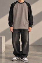 Waffle Raglan T-Shirt- GRAY