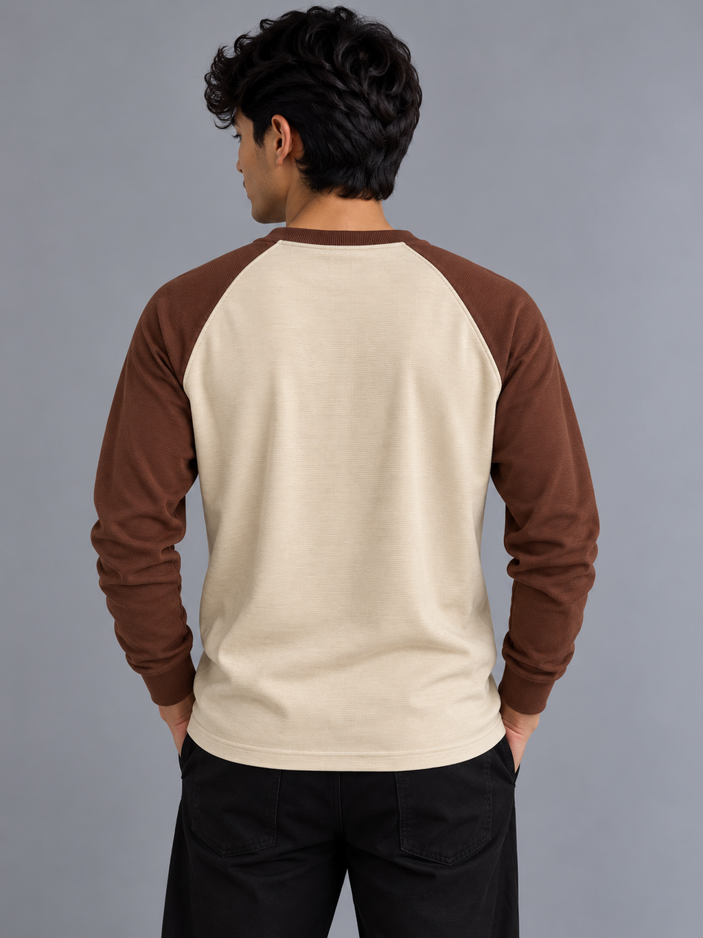 Waffle Raglan T-Shirt- CREAM