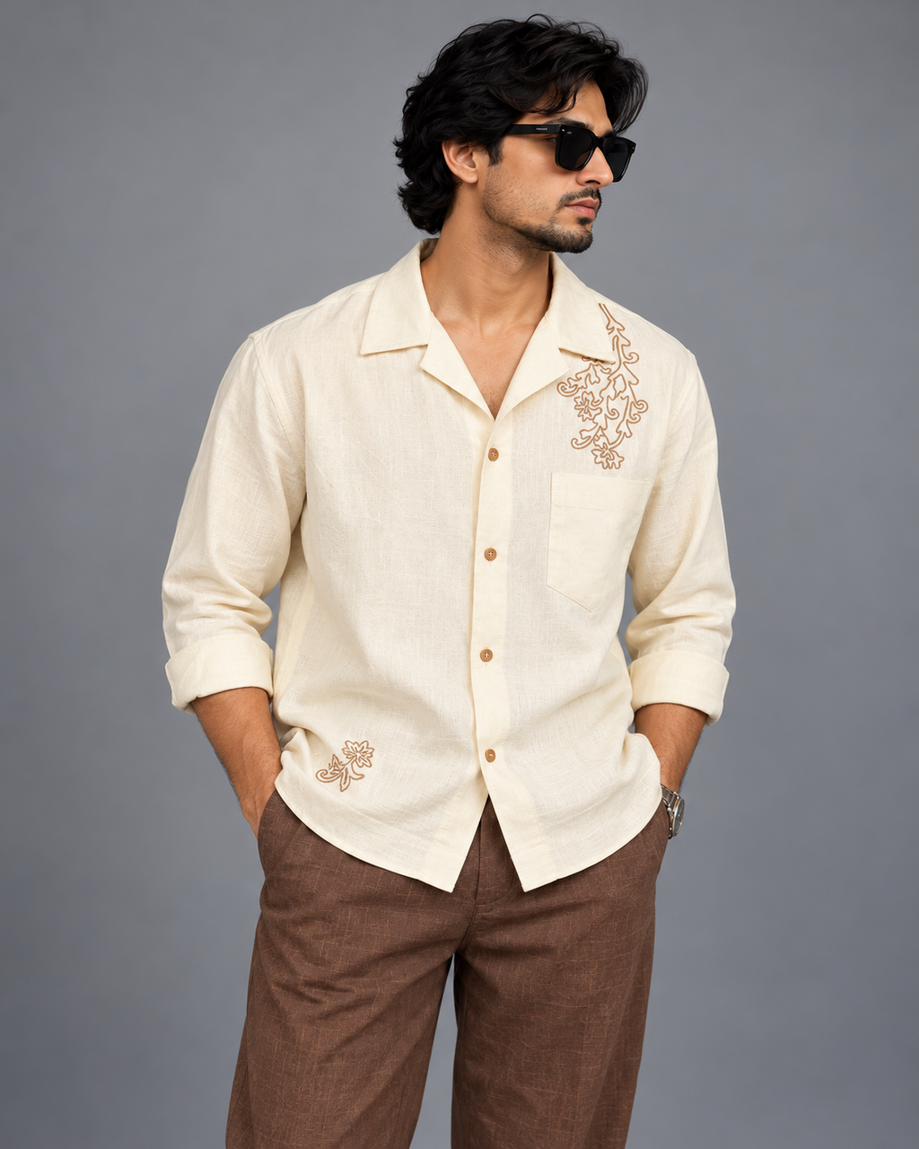 Premium Linen Embroidery Shirt
