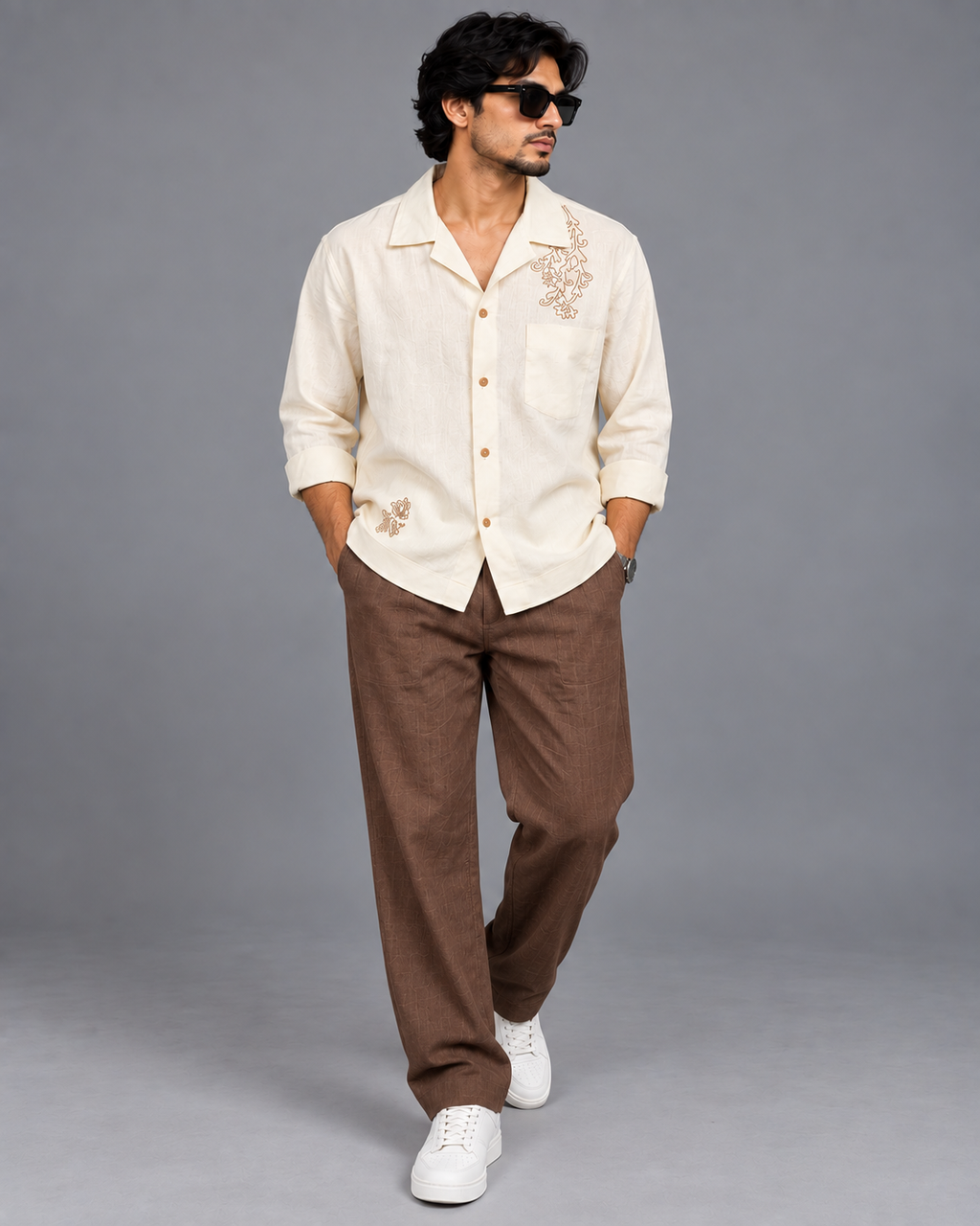 Premium Linen Embroidery Shirt