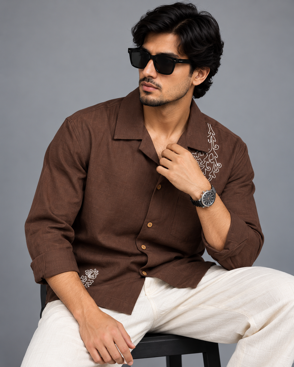 Premium Linen Embroidery Shirt