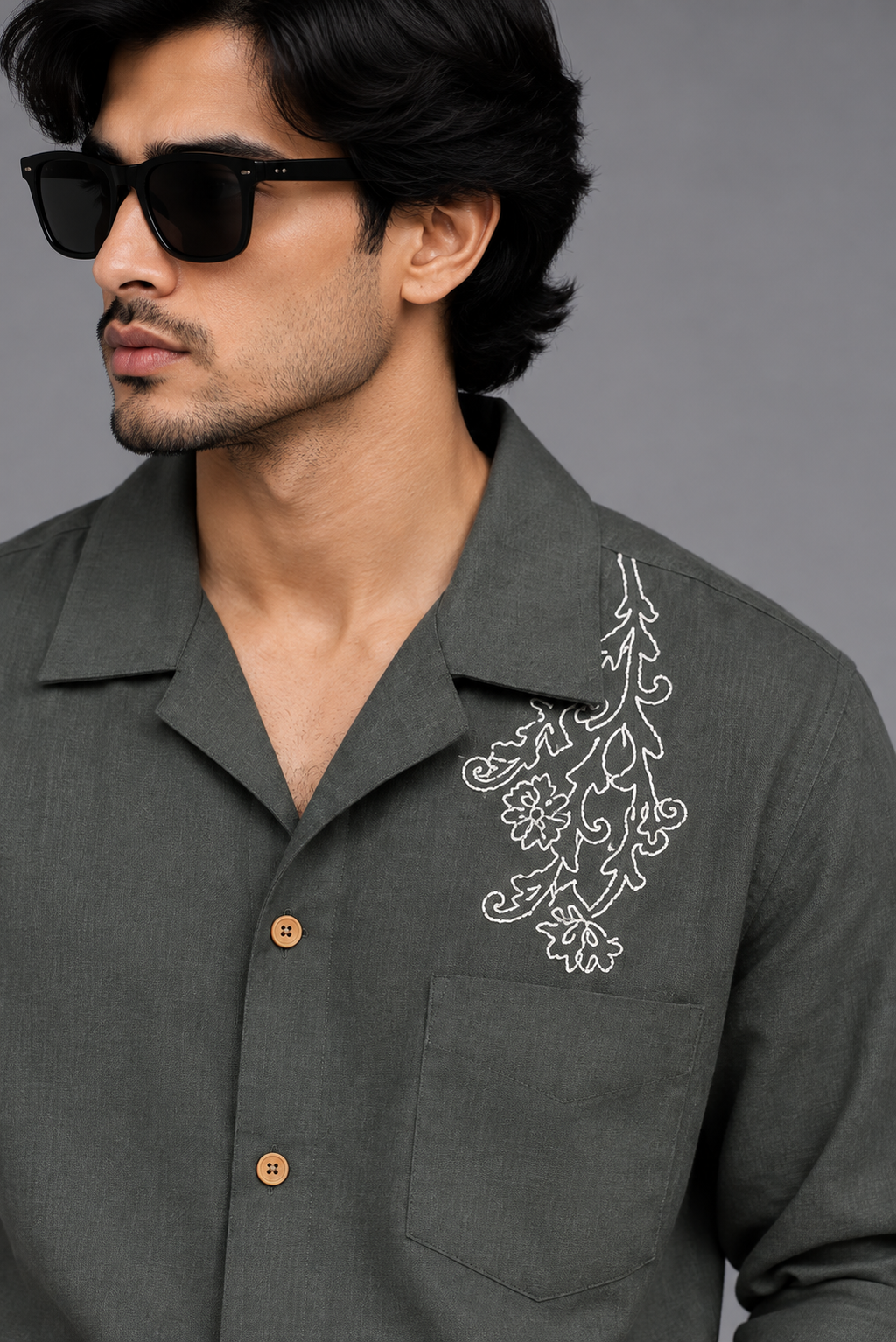 Premium Linen Embroidery Shirt