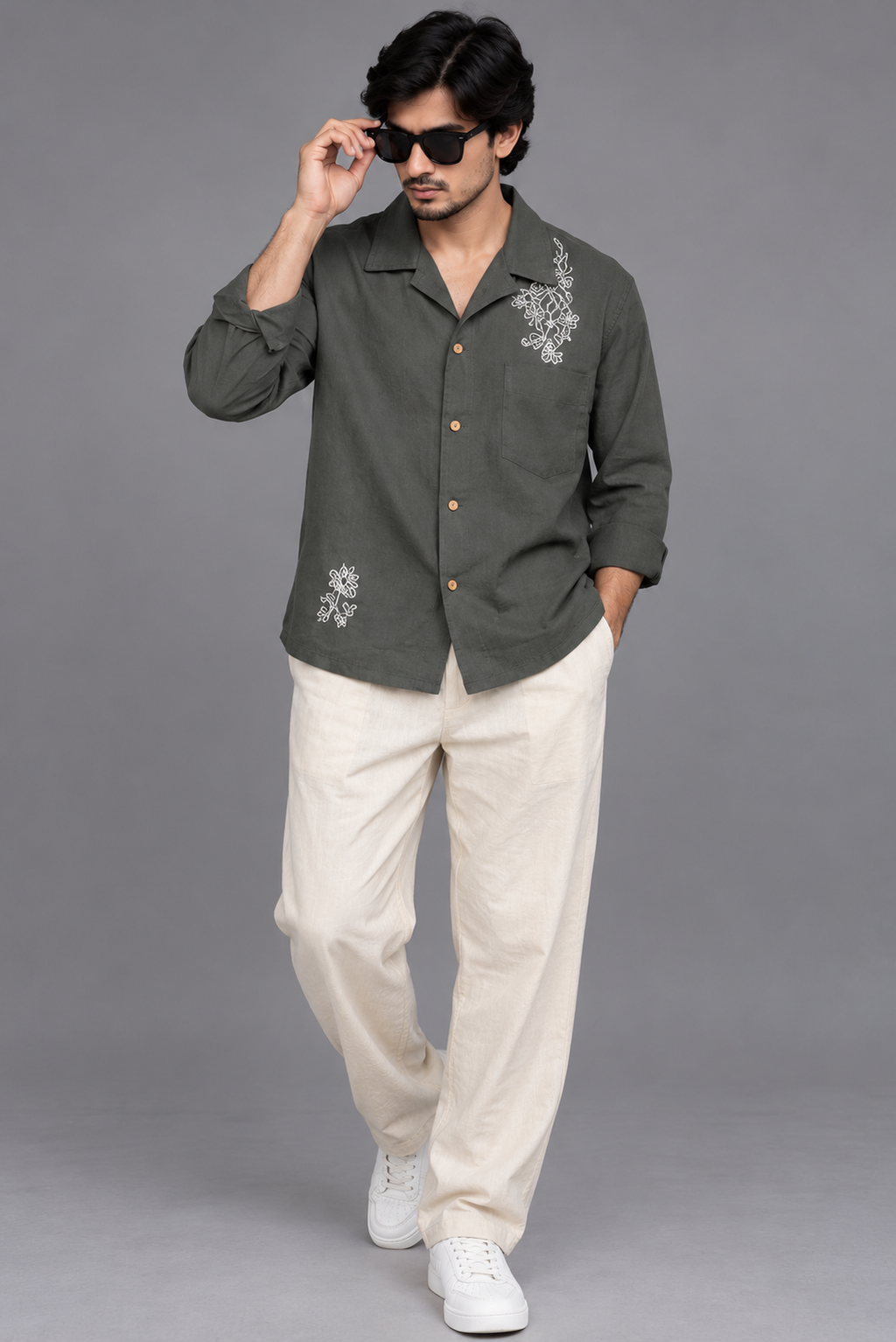 Premium Linen Embroidery Shirt