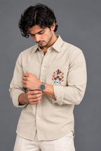 Linen Pocket Embroidery Shirt