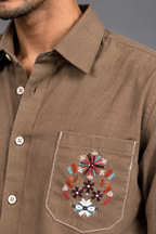 Linen Pocket Embroidery Shirt