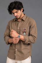 Linen Pocket Embroidery Shirt
