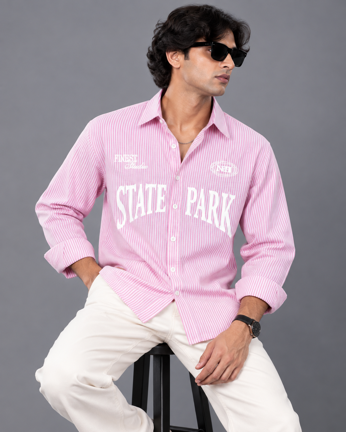 Relaxed Boxy-Fit Striped Shirt -Softy Pink