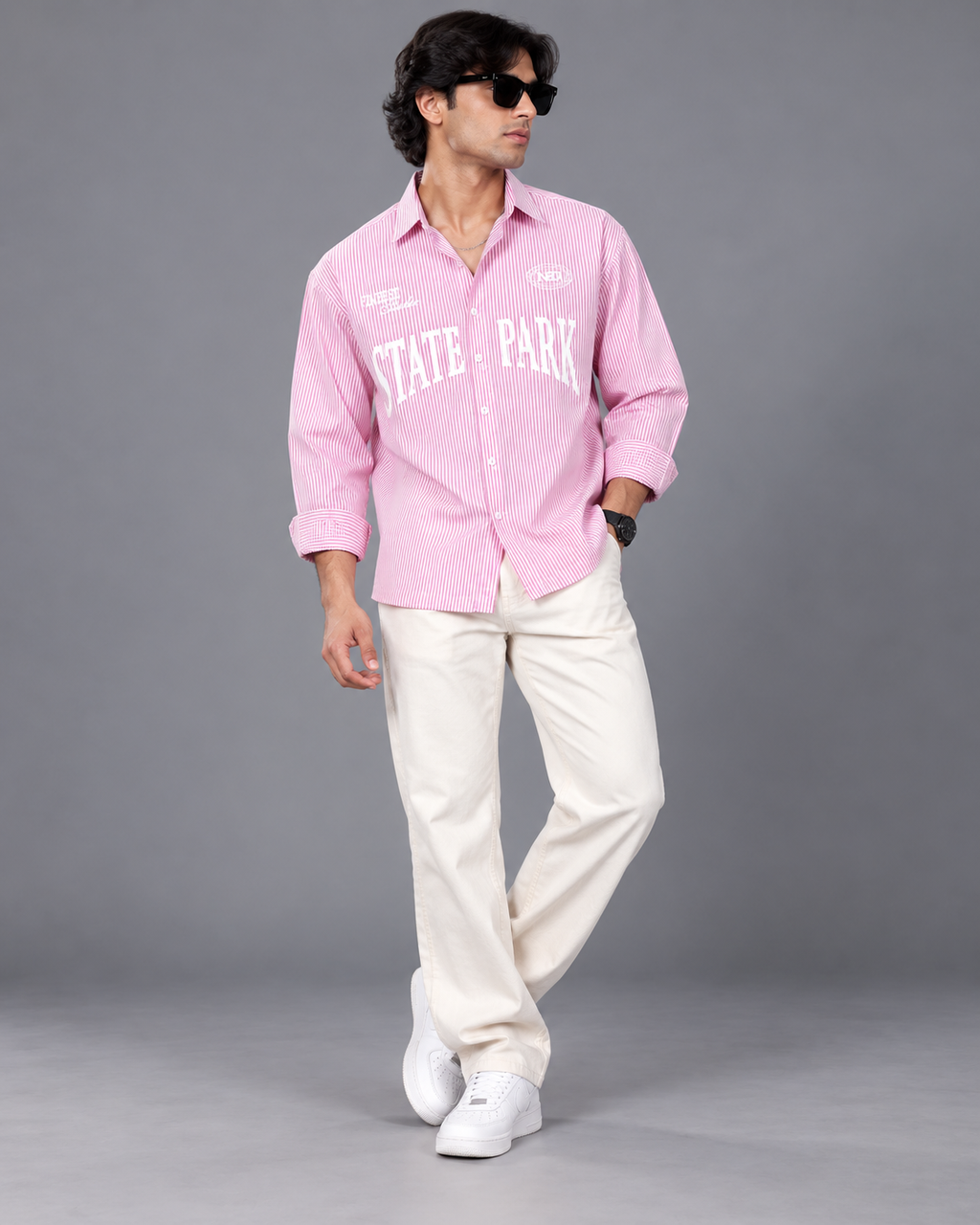 Relaxed Boxy-Fit Striped Shirt -Softy Pink