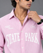 Relaxed Boxy-Fit Striped Shirt -Softy Pink