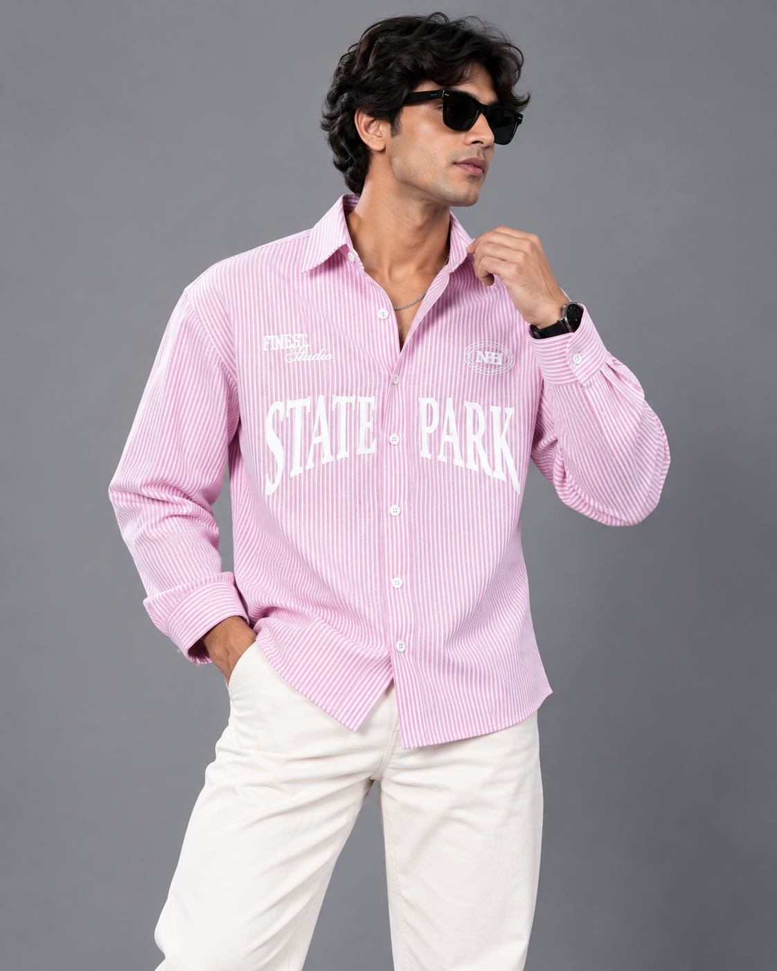 Relaxed Boxy-Fit Striped Shirt -Softy Pink