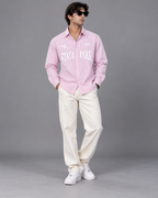 Relaxed Boxy-Fit Striped Shirt -Softy Pink