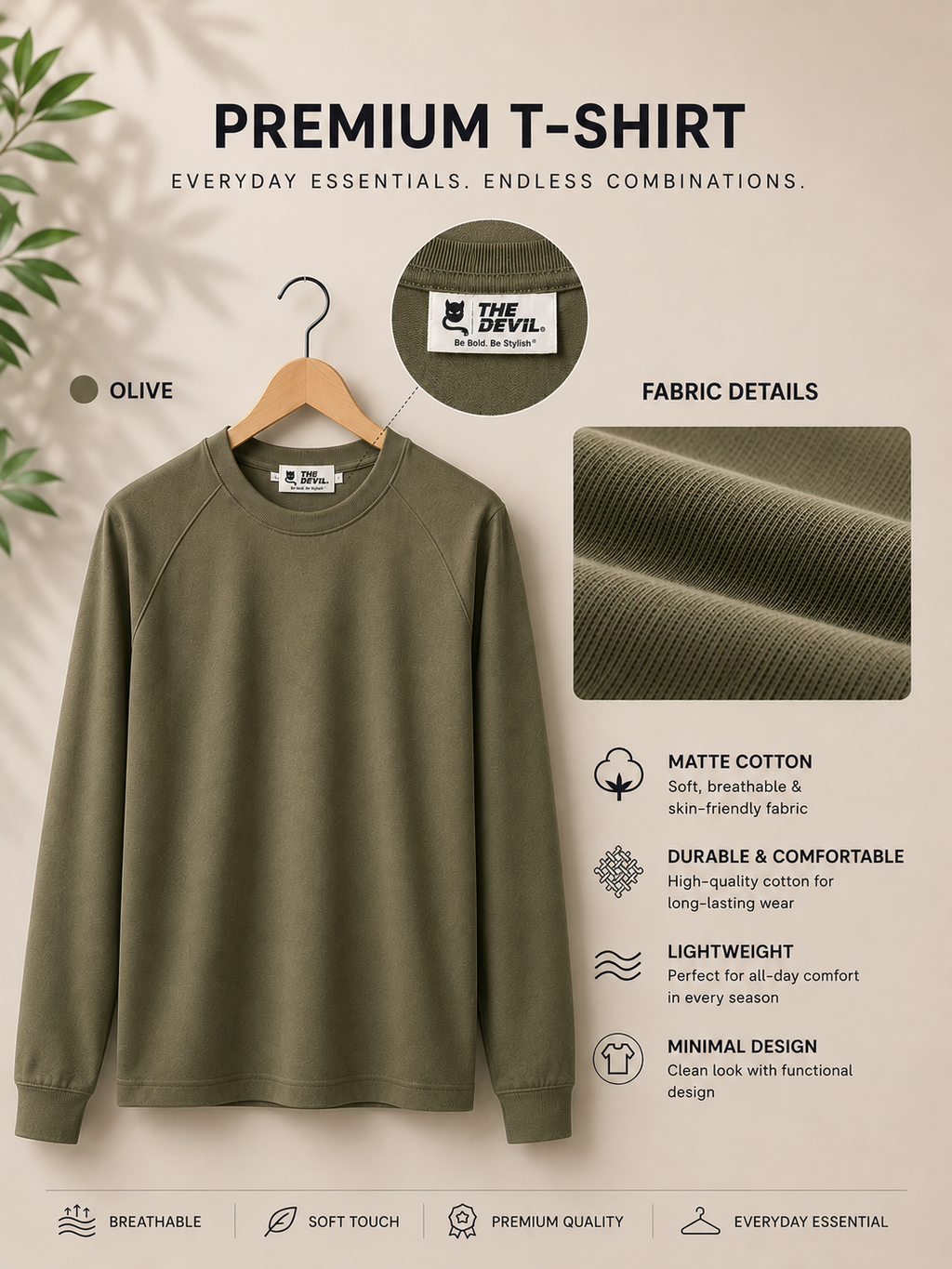 Full Sleeve Plain T-shirt The Devil Boutique