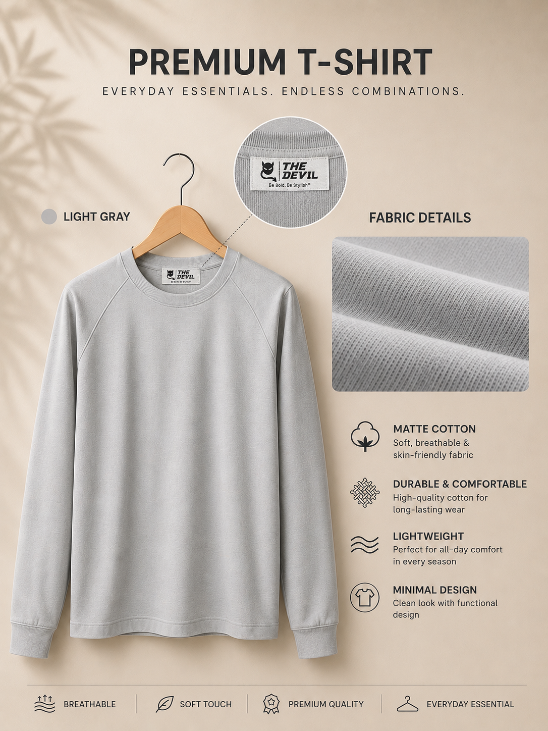 Full Sleeve Plain T-shirt The Devil Boutique