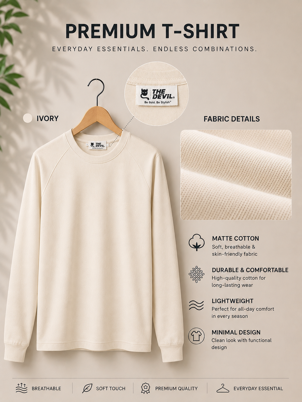 Full Sleeve Plain T-shirt The Devil Boutique