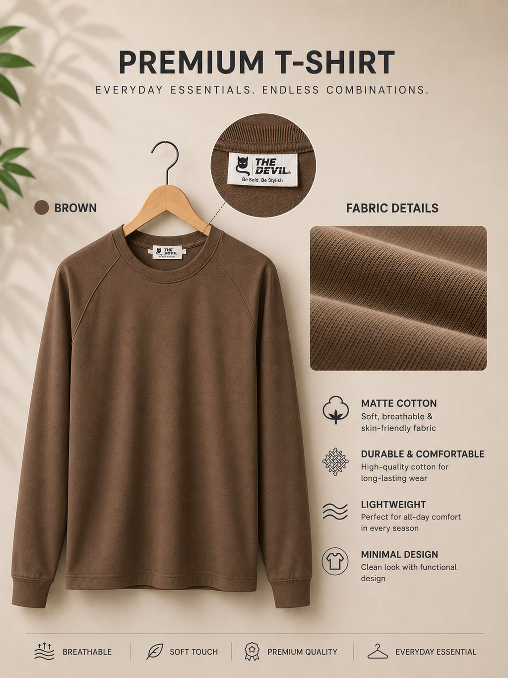 Full Sleeve Plain T-shirt The Devil Boutique