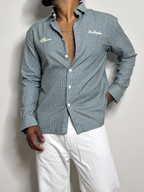 Mini Checks Boxy Shirt- GREEN
