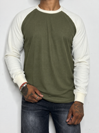 Waffle Raglan T-Shirt- OLIVE GREEN