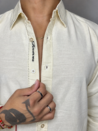 Forever Embroidery Shirt- CREAM