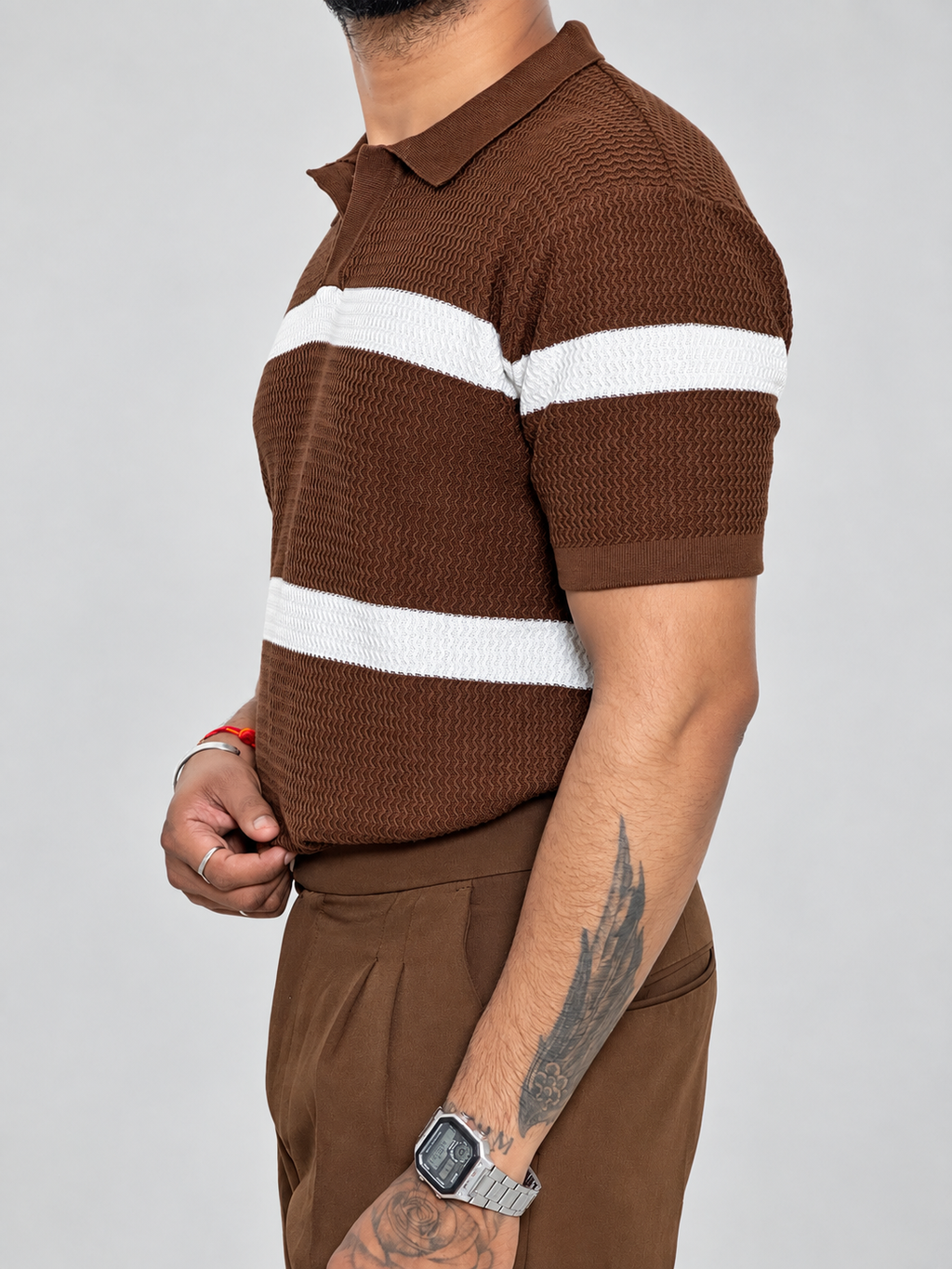 Striped Knit Fabric— Timeless Old Money Style-Brown