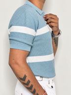 Striped Knit Fabric— Timeless Old Money Style-Sky Blue