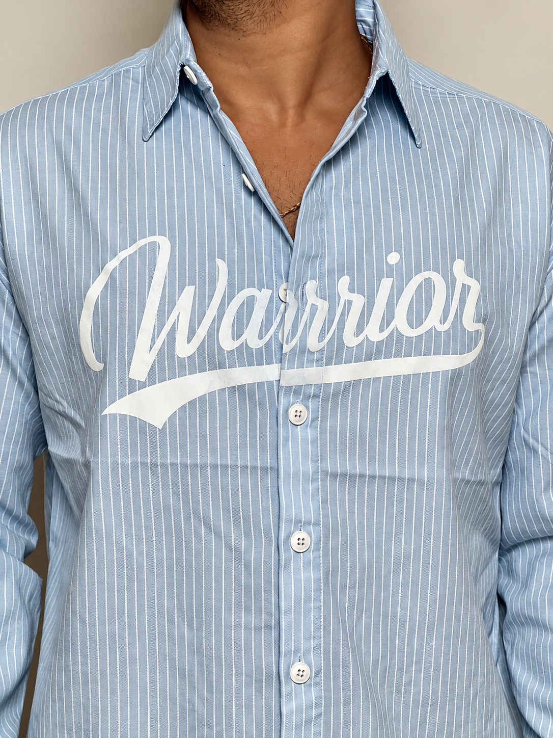OVERSIZE BOXYFIT STRIPS SHIRT-Sky Blue