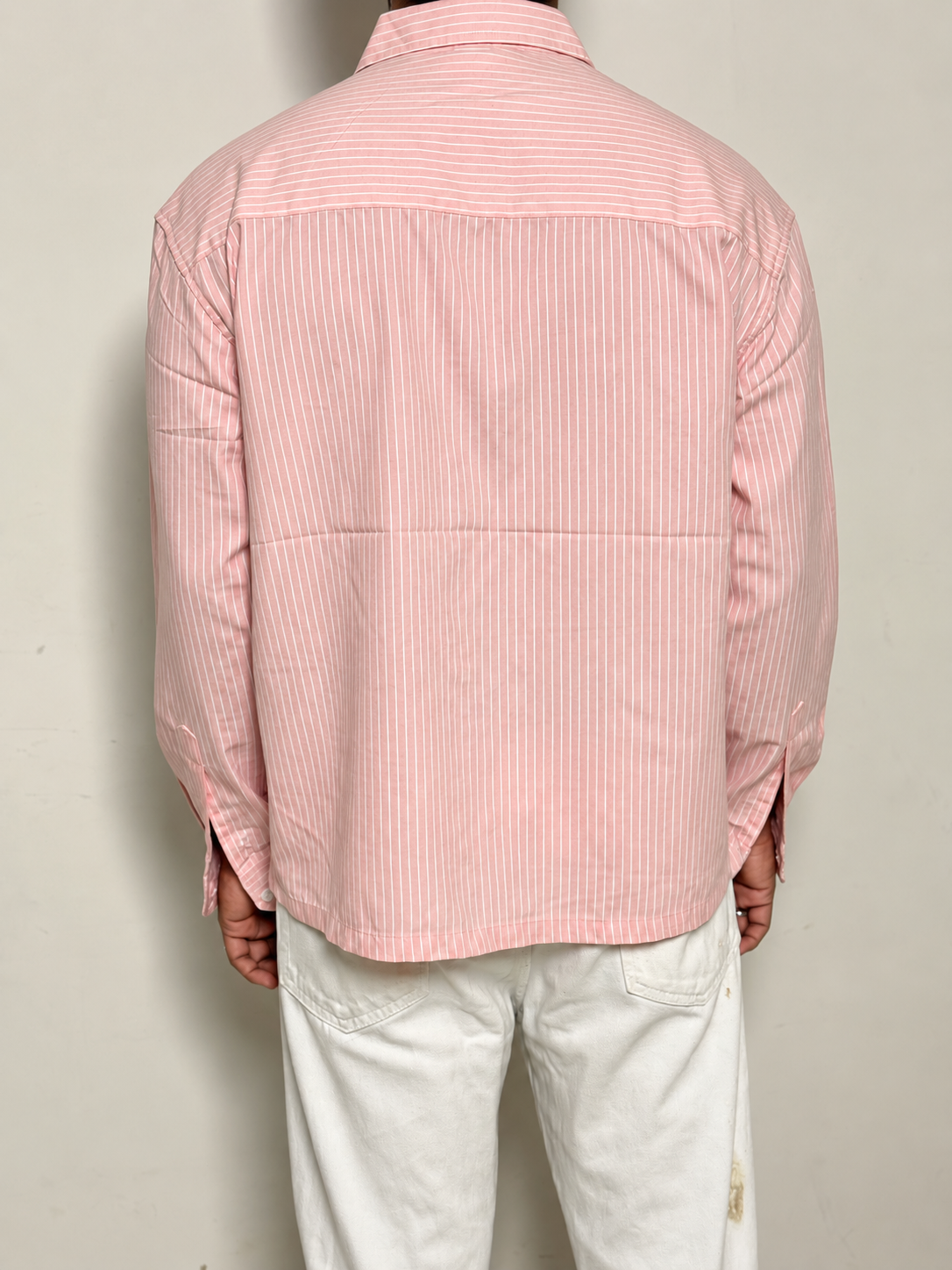 OVERSIZE BOXYFIT STRIPS SHIRT-Soft Pink