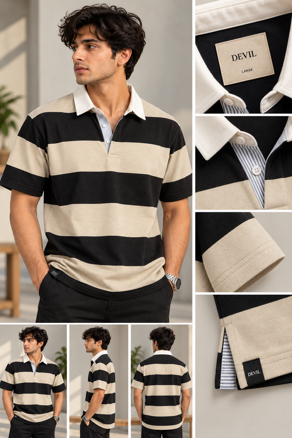 OLD MONEY STRIP POLO T-SHIRT