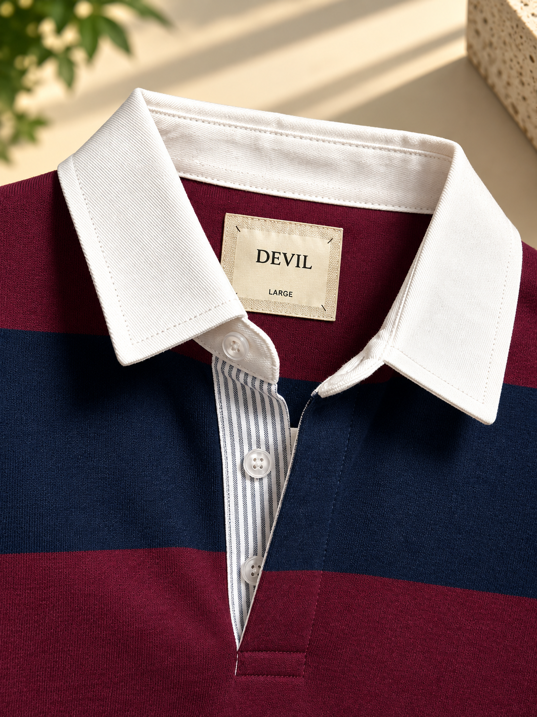 OLD MONEY STRIP POLO T-SHIRT-Burgundy