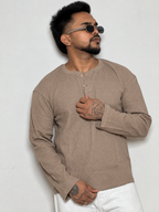 IMPORT WAFFLE FABRIC HENLEY T-SHIRT