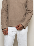 IMPORT WAFFLE FABRIC HENLEY T-SHIRT