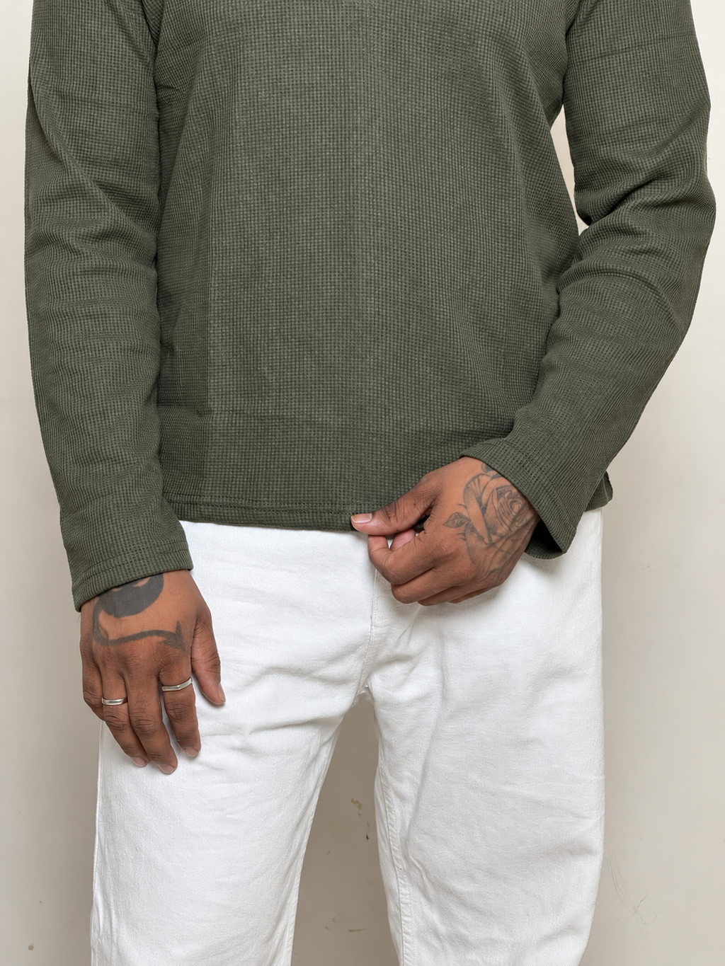 IMPORT WAFFLE FABRIC HENLEY T-SHIRT