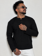 IMPORT WAFFLE FABRIC HENLEY T-SHIRT