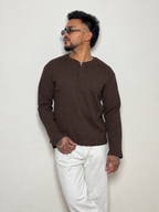 IMPORT WAFFLE FABRIC HENLEY T-SHIRT