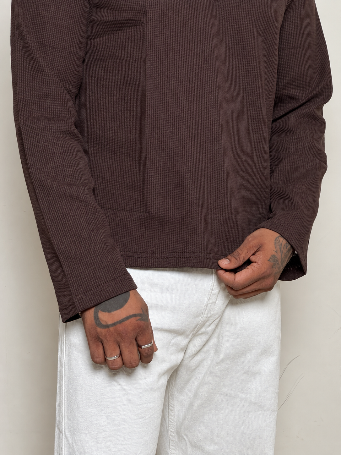 IMPORT WAFFLE FABRIC HENLEY T-SHIRT