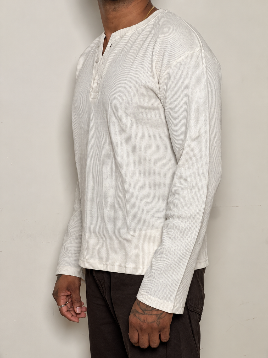 IMPORT WAFFLE FABRIC HENLEY T-SHIRT