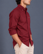 OXFORD COTTON RELAXED FIT SHIRT – DARK RED