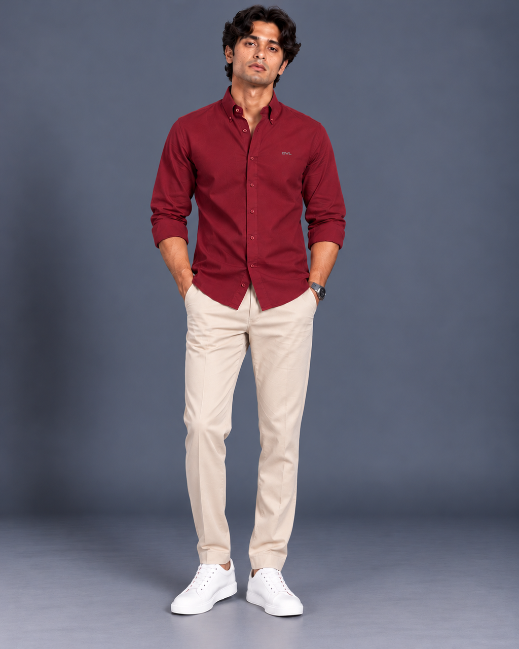 OXFORD COTTON RELAXED FIT SHIRT – DARK RED